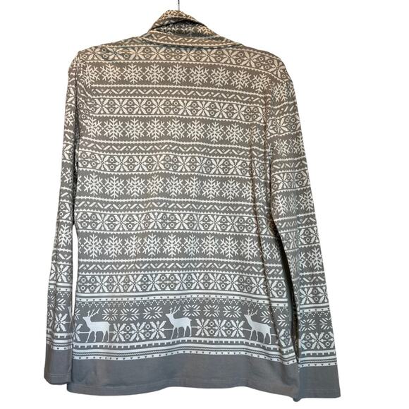 Talbots Turtleneck The Talbots Tee Gray White Snowflake Nordic Print Top Large - Picture 3 of 8